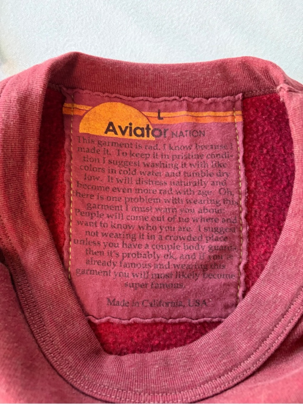 Aviator Nation Claret Crewneck Sweatshirt, Multicolor Stripes, Large, EUC - Picture 7 of 8